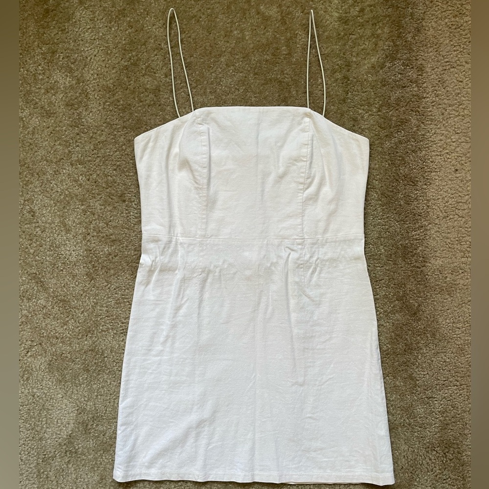 Urban Outfitters White Linen-Blend Mini Dress